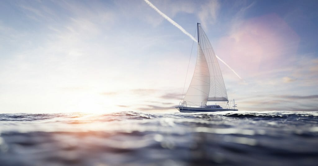 Sailing yacht on the ocean